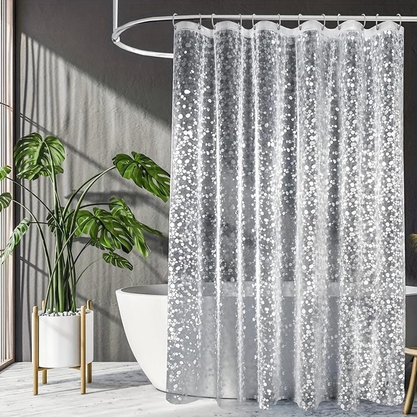 

1pc Waterproof Modern Cobblestone Geometric Bath Curtain, Eva Shower Curtains Liner For Bathroom Bathtub, Bathing Cover With Hooks, Bathroom Accessories Asethetic Room Decor, Home Decor