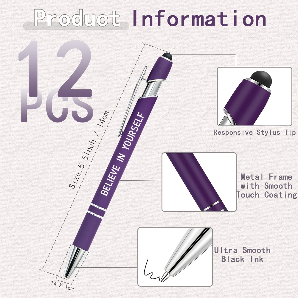 Black Ballpoint Pens With Stylus Tip Motivation - Temu