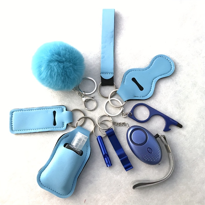 1 whole Set Self-Defense Keychain Set for Women Safety Personal Alarm  Portable Key Ring(Blue)