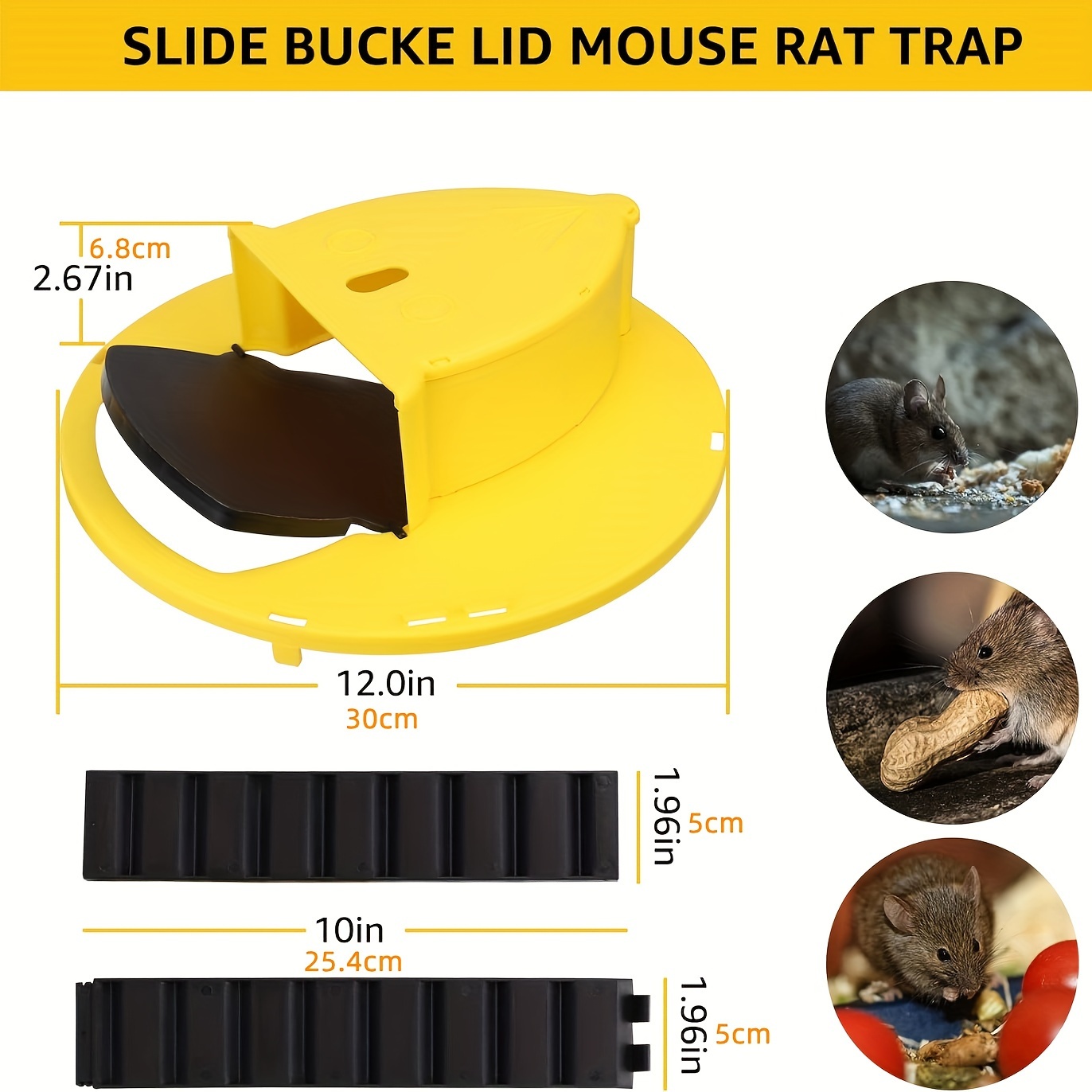 2 Piece Slide Bucket Lid Mouse/Rat Trap with Ramp, Auto Reset