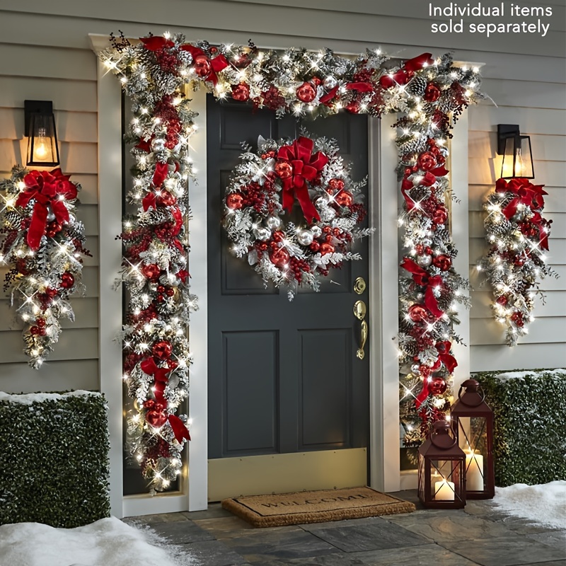 Natale ghirlanda decorazioni fatte a mano rattan finestra porta corona  catena di ornamento natalizio per casa festa festa