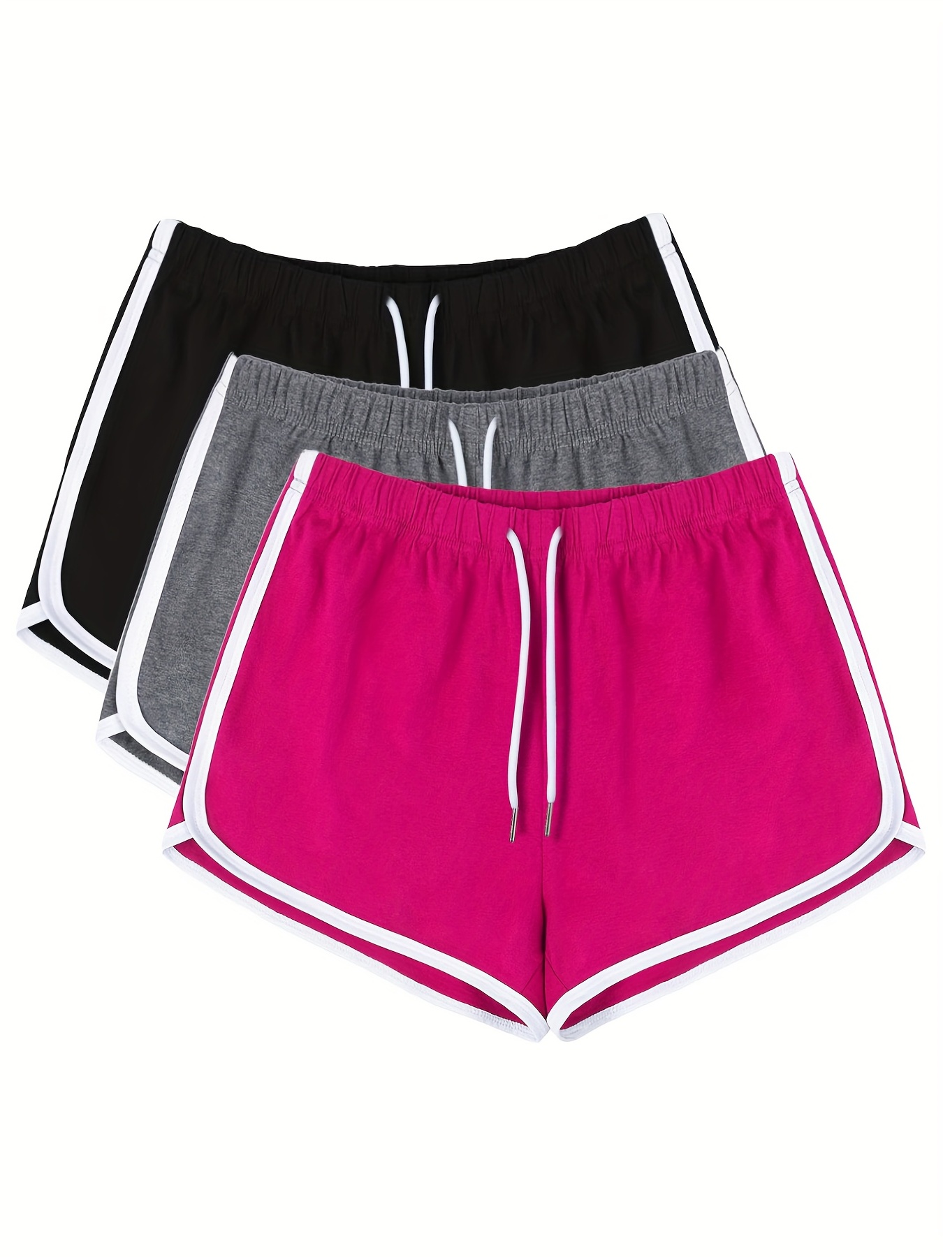 Womens Shorts Women's Workout Running Shorts Elastic High Waisted Athletic  Shorts Yoga Sport Gym Shorts Short, Dark Red, L