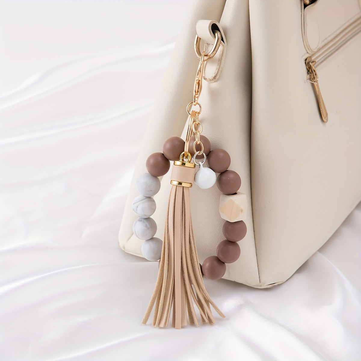 Lovely Leather Case Wristlet Fringe Tassel Bracelet Keychain