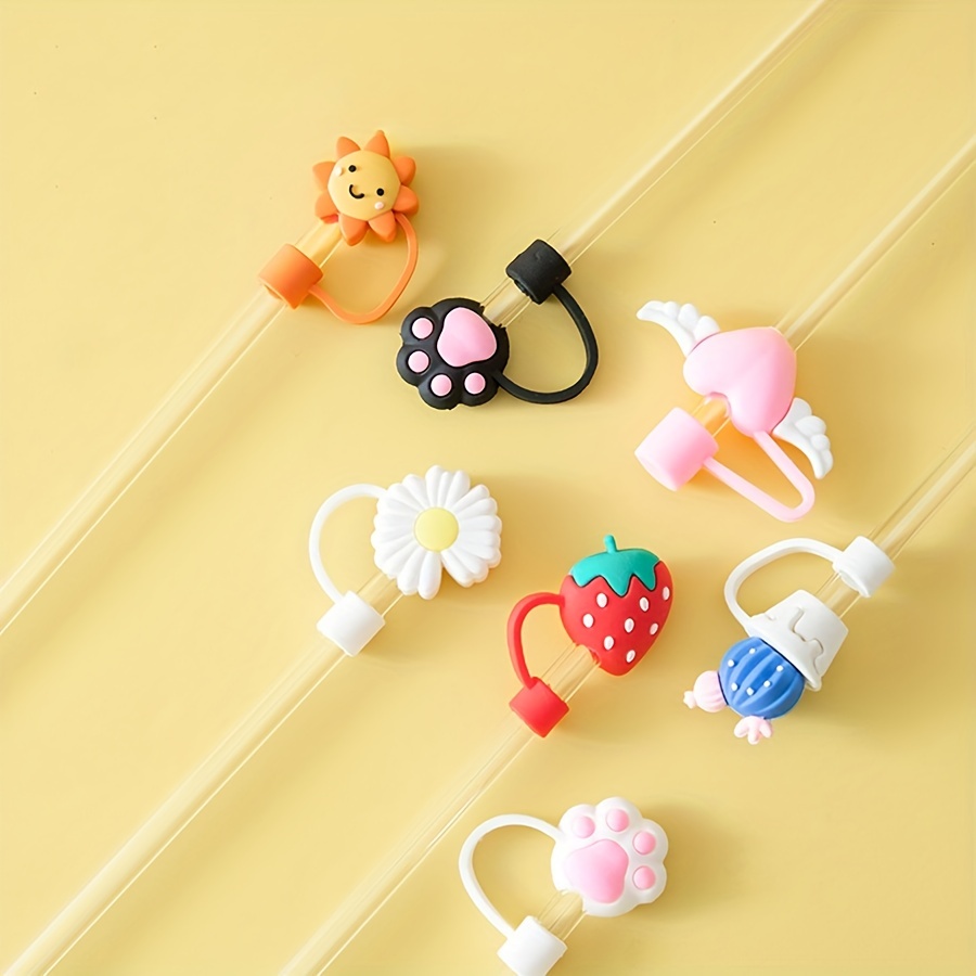 Straw Cover Coffee Patterns Straw Cover Cute Silicone - Temu