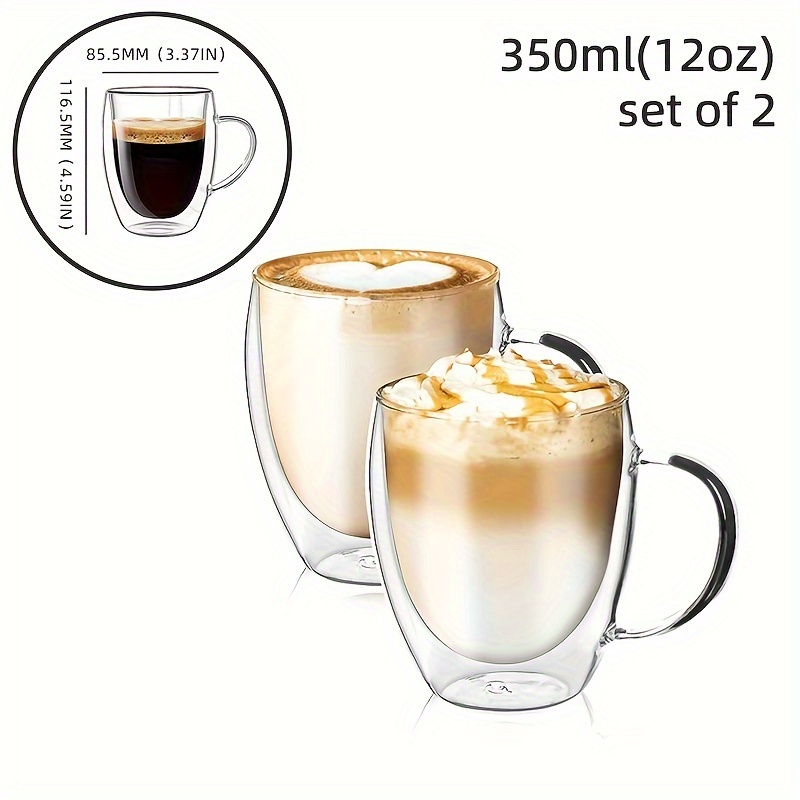 2pcs Glass Coffee Mugs 20 Oz , Clear Borosilicate Glass Mugs, Perfect for  Cappuccino, Tea, Latte, Hot Beverage, Wine, Microwave Safe