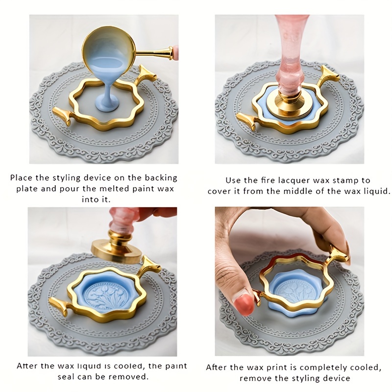 1Pc Wax Seal Molds Include Round Or Flower Shaped Metal Wax Seal Mold Wax  Sealing Tools for Invitations Envelopes Cards