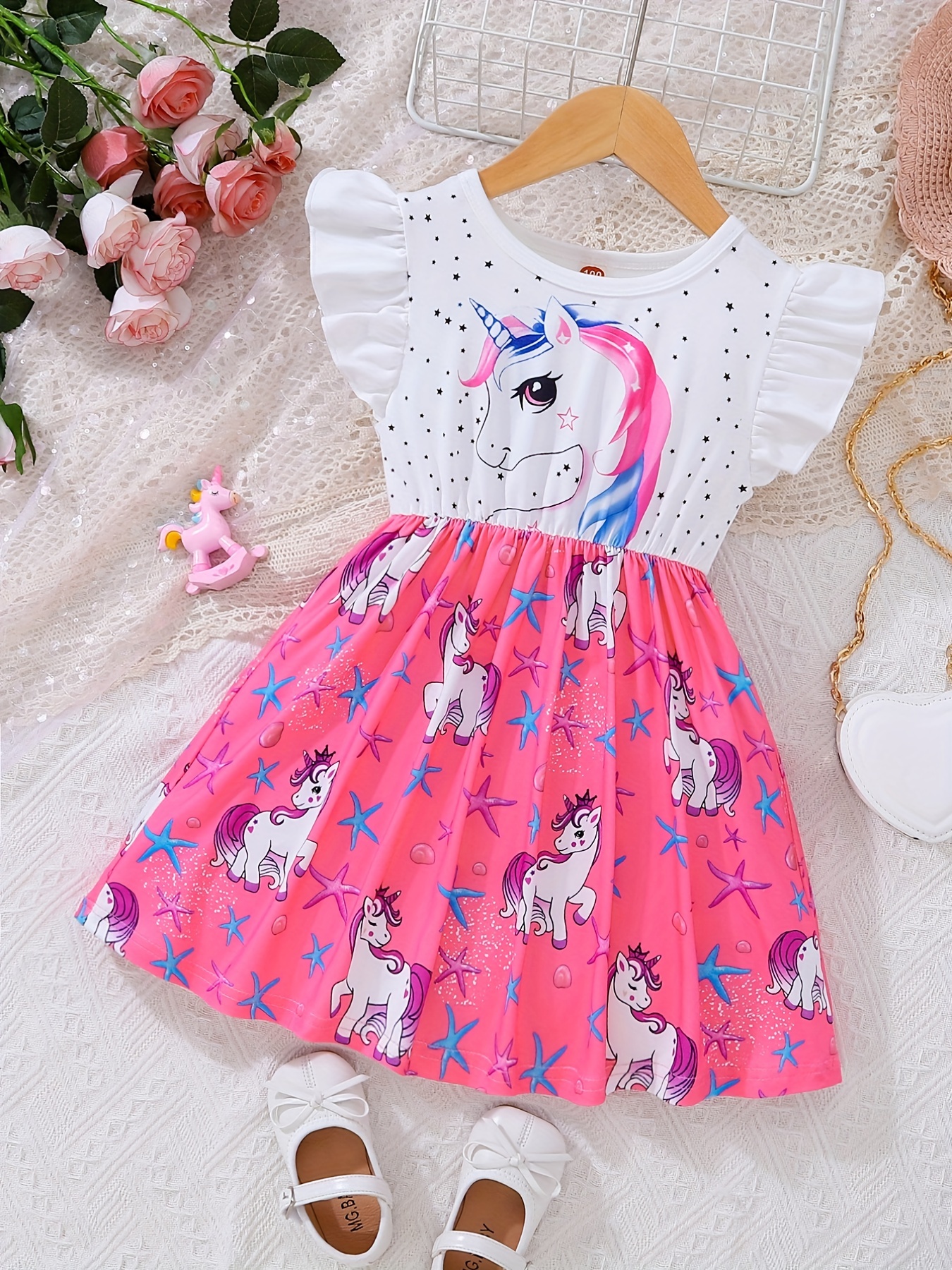 Toddler Girls Cartoon Unicorn Sleeveless Round Neck - Temu