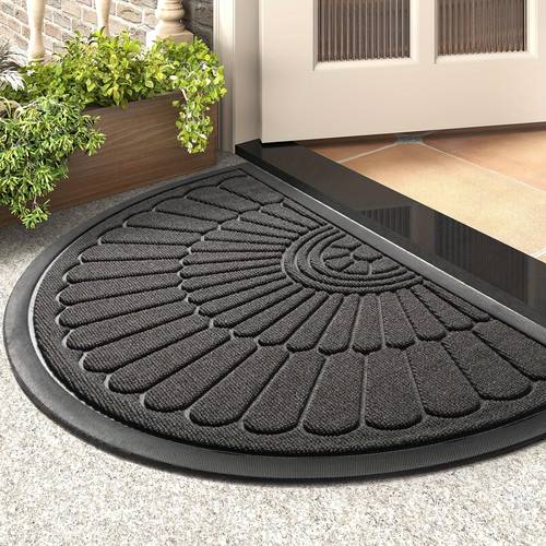 1pc door mat outdoor indoor entrance doormat semicircular durable rubber non slip front door mat for entry entryway welcome mat for muddy paws and shoes