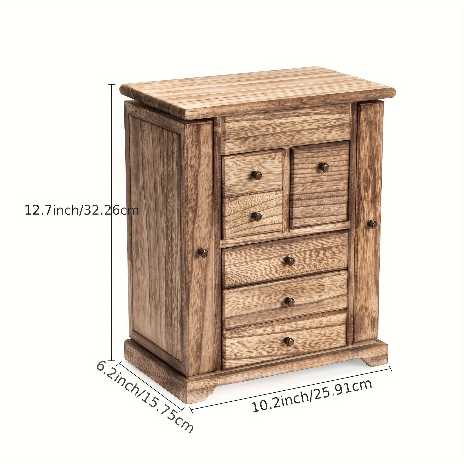 1pc multi layer jewelry wooden storage box with mirror ear stud earring storage container portable storage and organization for desk dresser vanity office bedroom bathroom