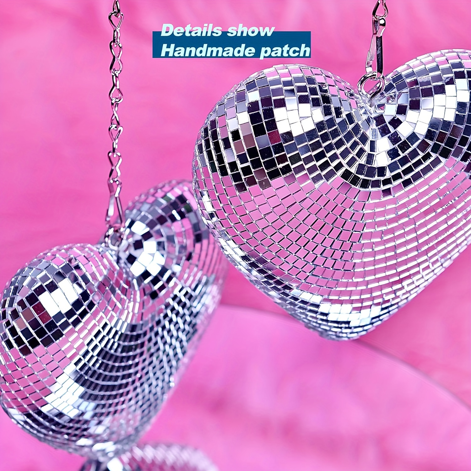 1pc Hanging Party Disco Ball Heart Shaped Mirror Disco Party Ornaments,  Valentine's Day Hanging Ornament, Party Decoration, Room Decor, Home Decor
