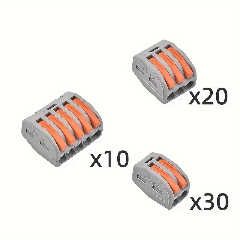 Set Of 60 Universal Cable And Wire Connectors, Compact And Quick Home Wire Connection Terminal Block, With 2-5 Pins, PCT-212 Quick Connection Terminal, Capable Of Replacing 222-412 Pressure Type Parallel Wire Connection Terminal Set.