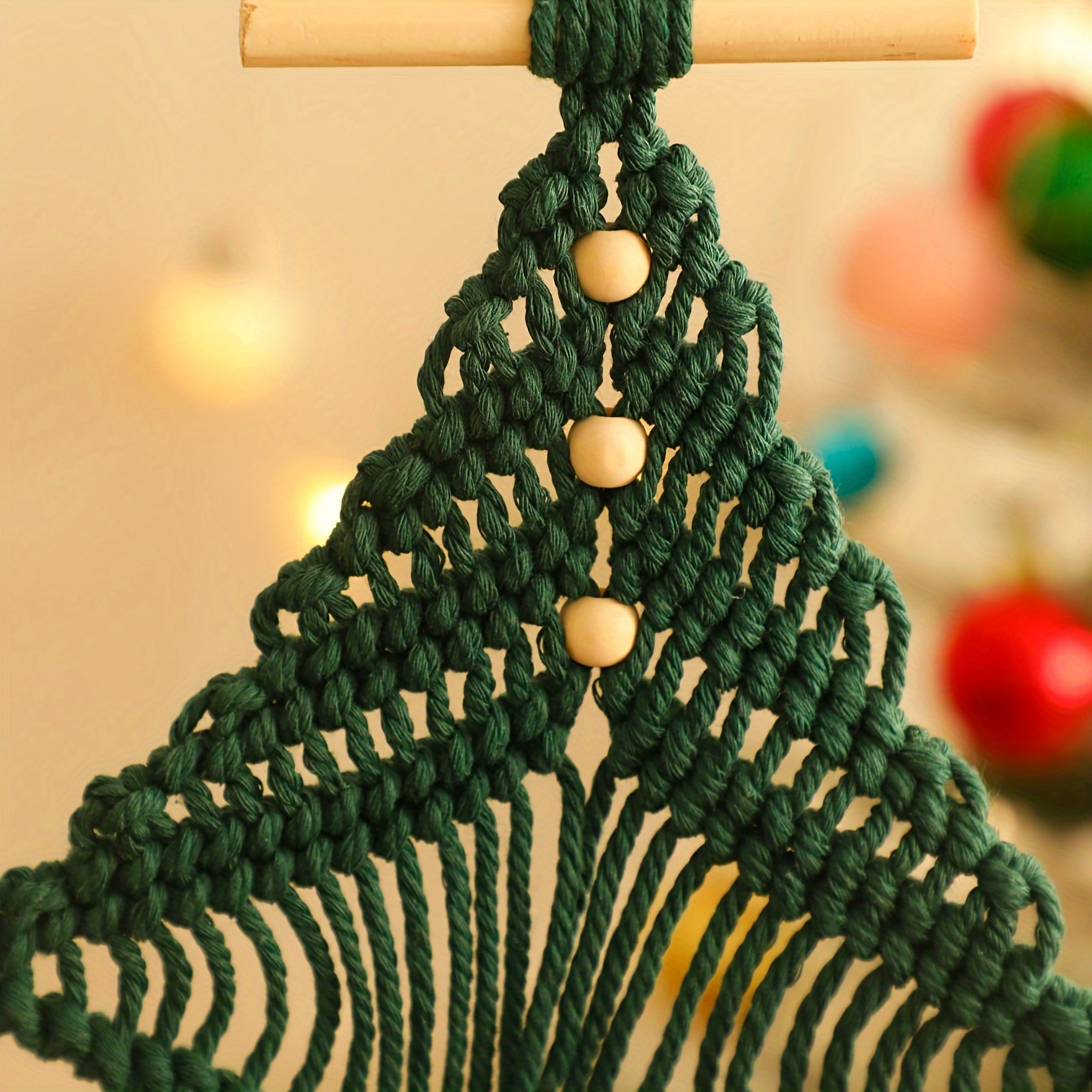 Christmas Tree Beads Garland Wood Decoration Creative - Temu