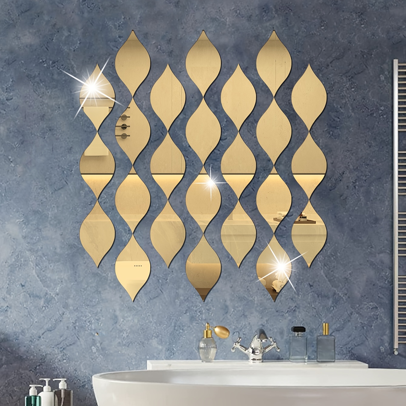 Modern Style Acrylic Mirror Wall Sticker Golden Internal - Temu