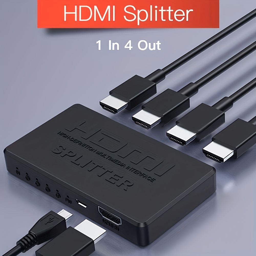 hybite 1x2 HDMI Splitter 2 Ports, HDMI Splitter 1 in 2 Out, Supports 3D 4K  x 2K 30HZ Full HD 1080P, Support Four TVs or Multi Monitor Adapter at Same