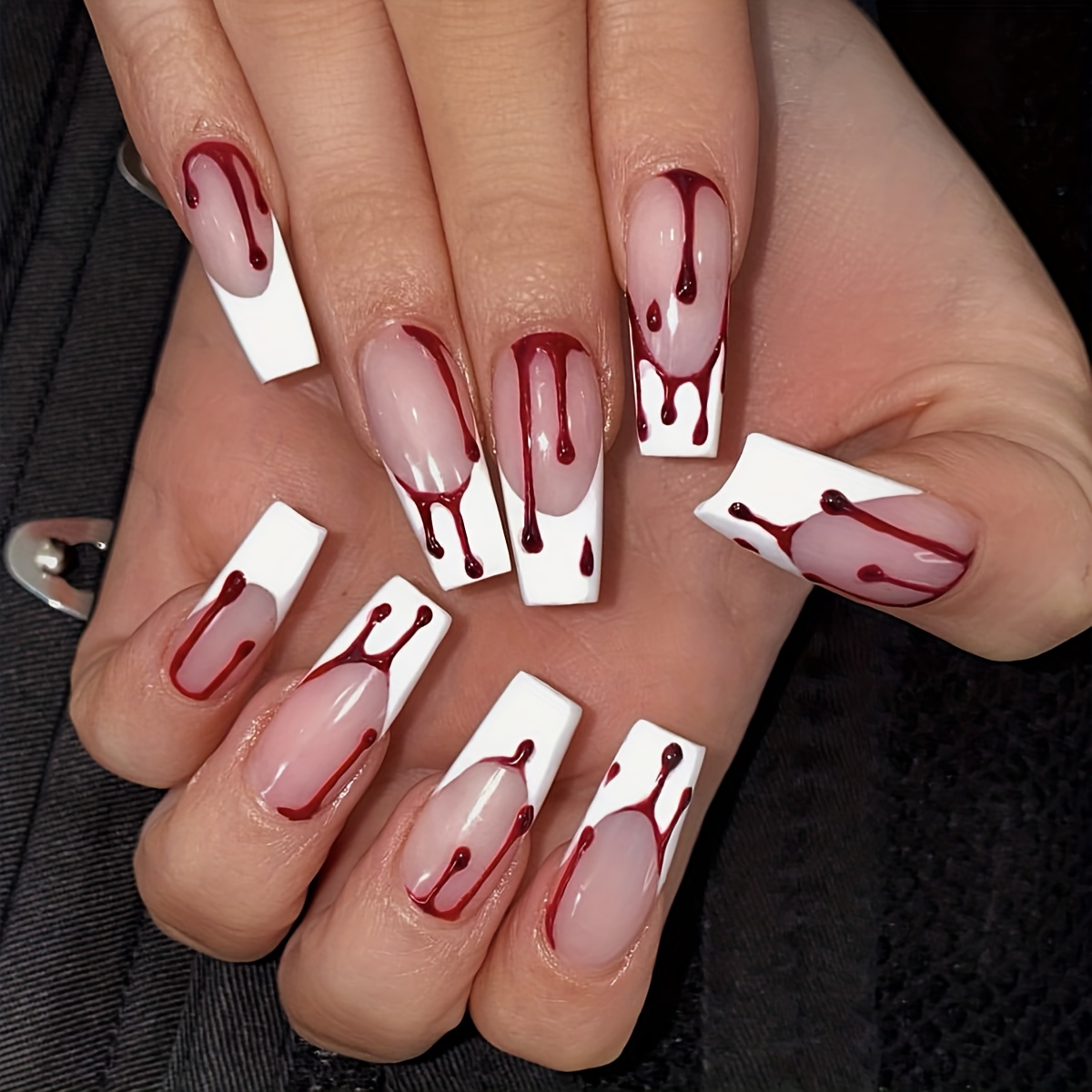 Handmade Press On Nails Blood Red Heart High-end with Removable and Elegant  and White Design for Sweet and Cool Style.No.24596 - AliExpress
