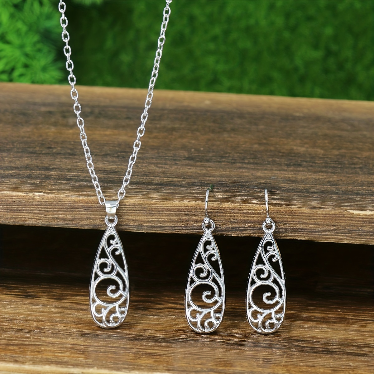 Vintage Jewelry, Jewels Set Oval Cut Zircon Charm Necklace & Hook Drop Earrings Adjustable Chain for Teen Girls Women Birthday Gift,Temu