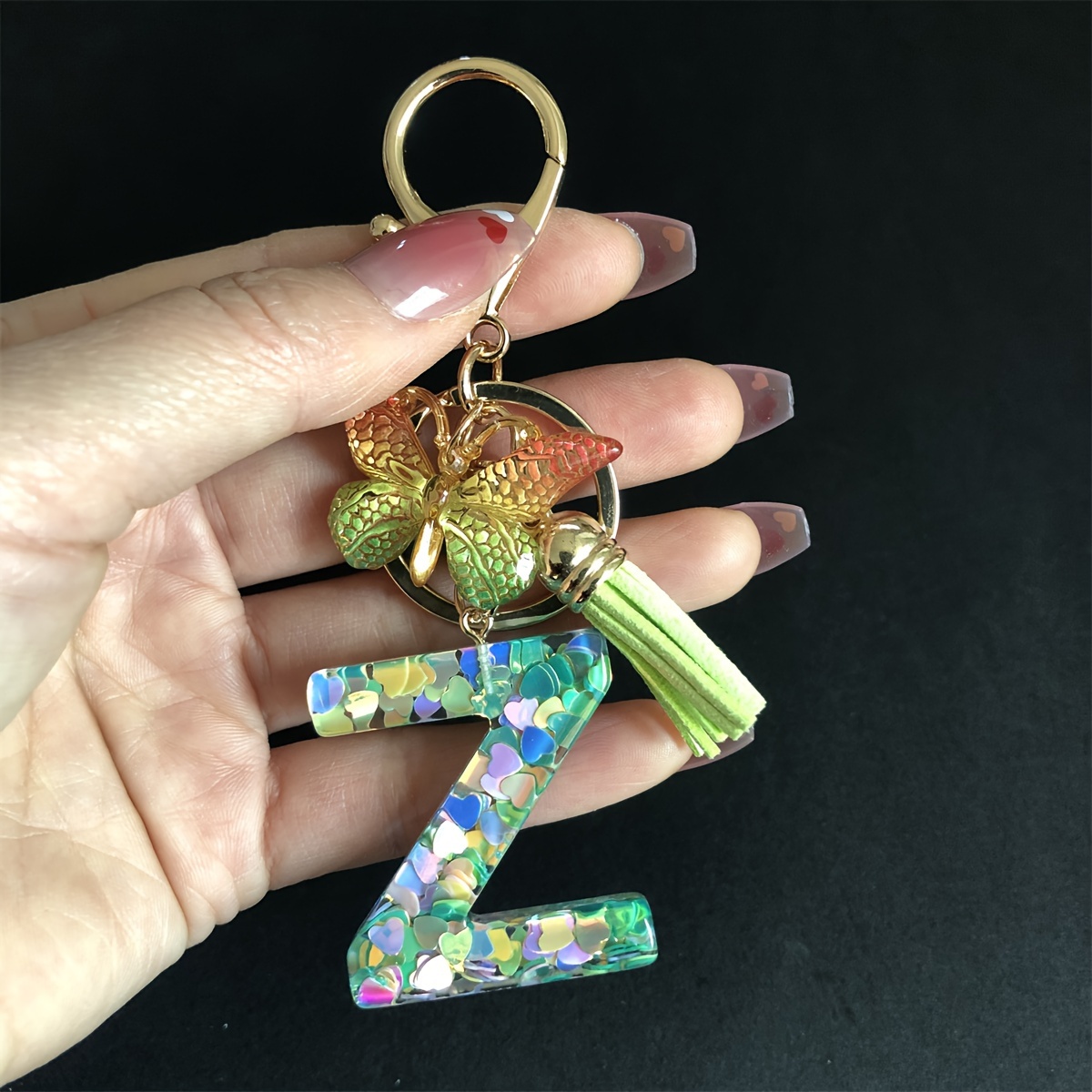 green 26 letter keychain acrylic tassel alloy - Temu green 26 letter keychain acrylic tassel alloy - Temu