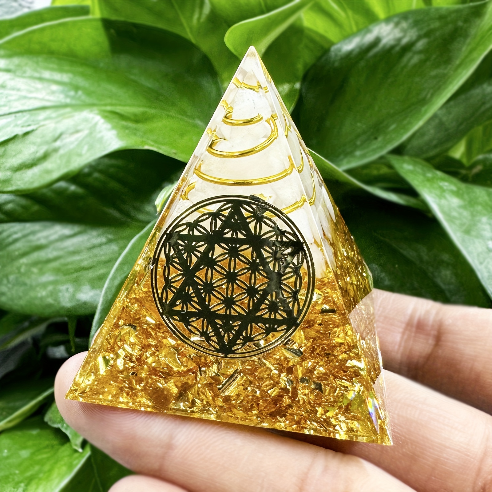 1pc Orgone Piramide Di Chakra Di Cristallo Bianco Naturale - Calma -  Crescita - Forza - Guarigione, Antistress, Decorazione, Meditazione Attira