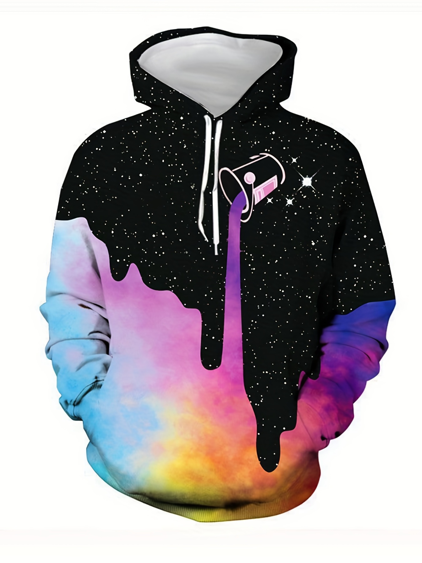 Plus Size Men's 3d Digital Print Starry Sky Pullover - Temu Canada