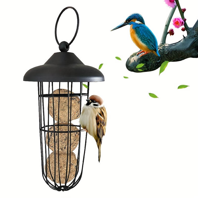 Mangeoire à oiseaux portable en fer pour l'extérieur, support de boule de  graisse pour oiseaux