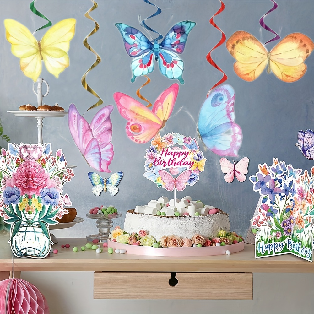 

24pcs, Colorful Butterfly Spiral Pendant For Garden And Afternoon Tea Decoration - Perfect For Spring Outings And 4 Seasons Celebrations
