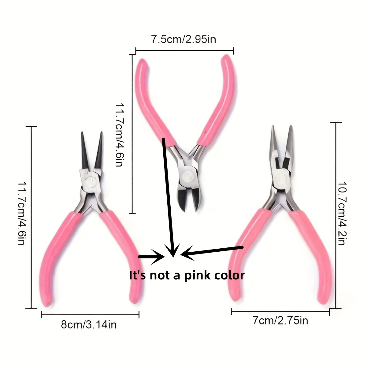 Image of 3pcs Handmade Tool Pink Pliers 3 Kinds Of Use For Making And Repairing Jewelry Additions (2 Kinds Of Pink Random )