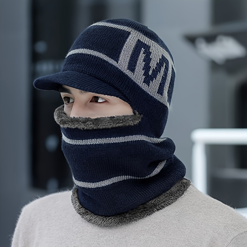 Warm Knitted Hat and Scarf Set with Velvet Lining