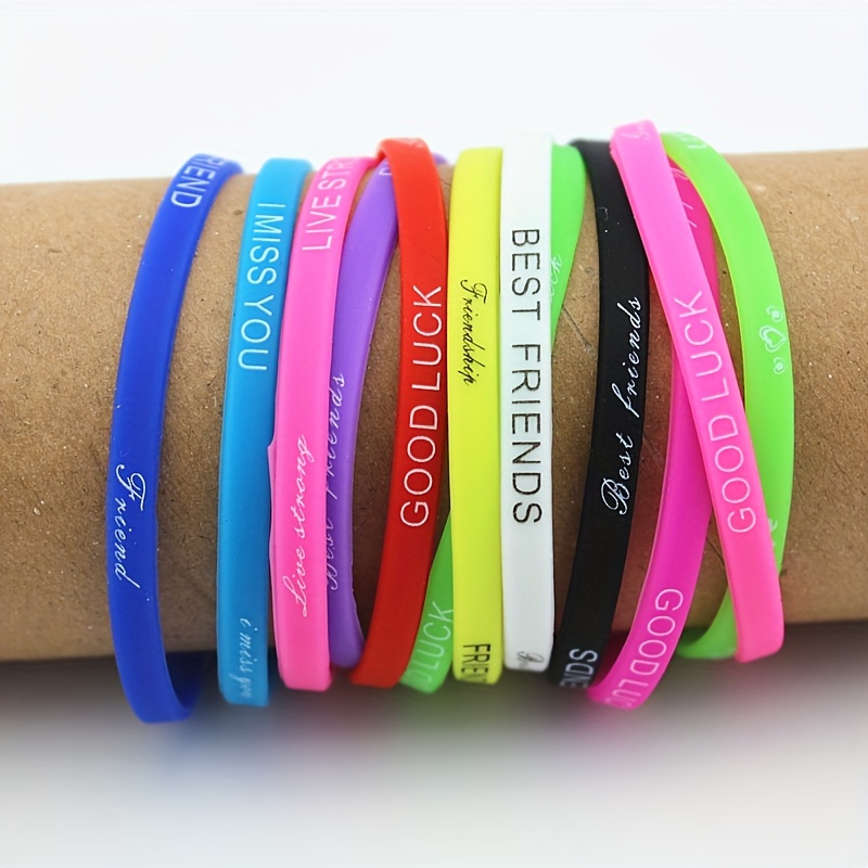 

100pcs Vibrant 5mm Silicone With Inspirational Messages - Rubber Sports Wristbands For - Ideal For Parties, Birthdays & Gifts