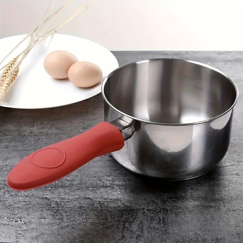YouU Silicone Hot Handle Holder Potholder Rubber Pot Handle Sleeve Heat Resistant for Cast Iron, Pans, Metal Frying Pans, Skillets, Griddles- Red, Ora