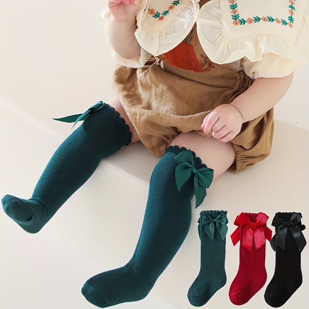 Bébé enfant en bas âge filles enfants genou chaussettes hautes collants  jambe coton plus chaud bas 0-3 ans 