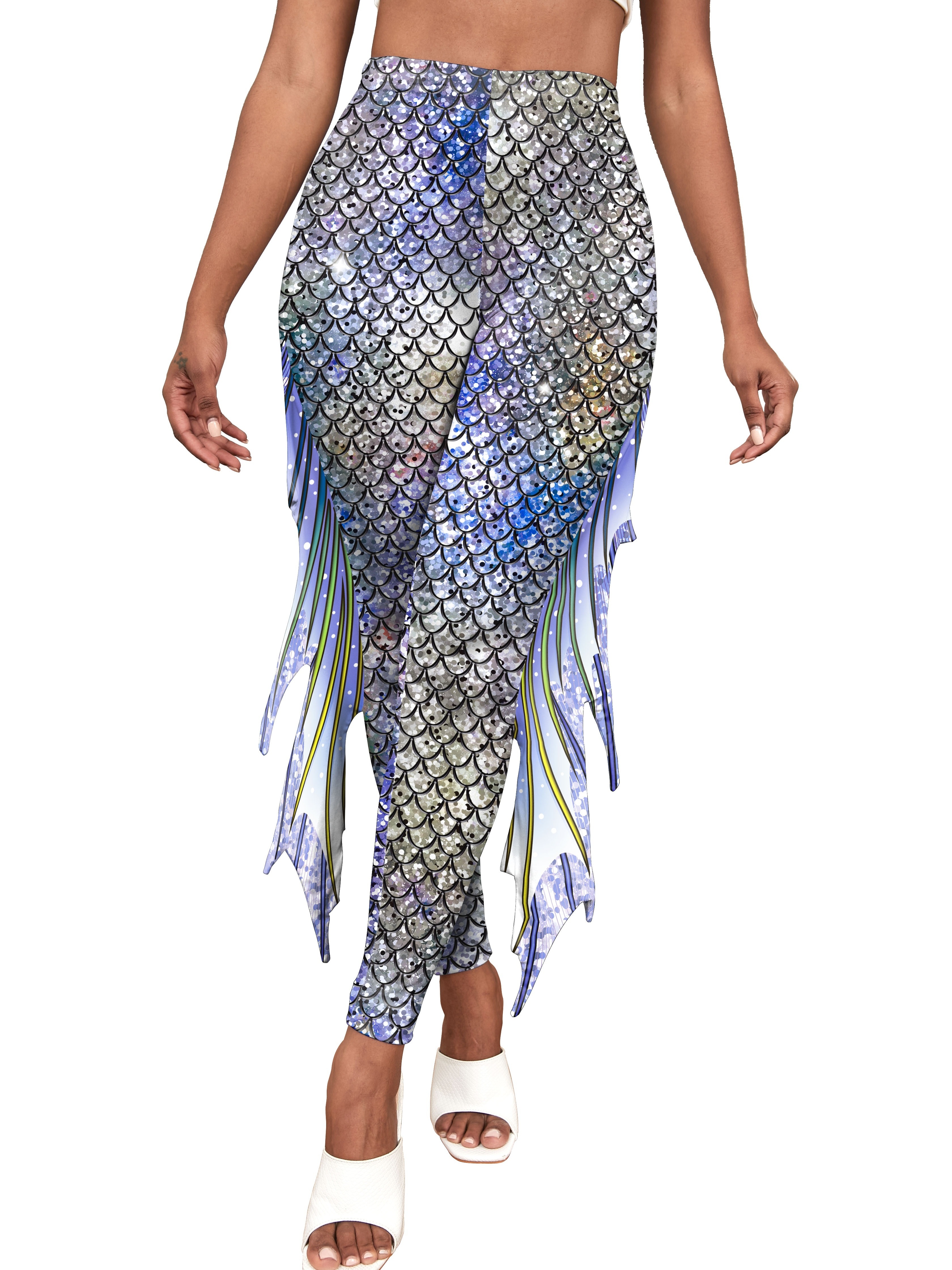 Lavender Fish Scale Mermaid High Waist Legging