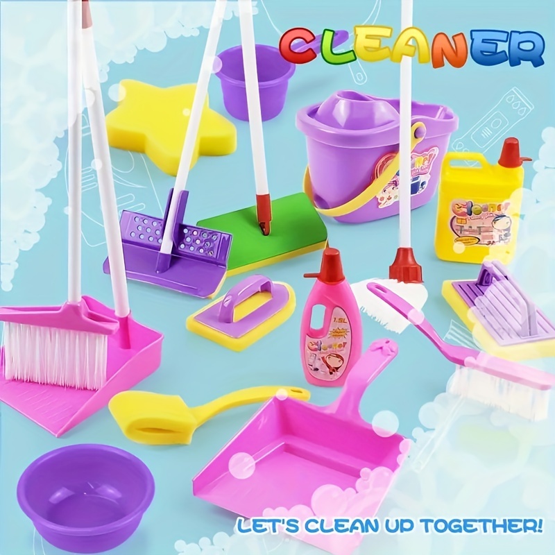 9 Pcs Pretend Play Toys Set Simulation Cleaner Ware Children House