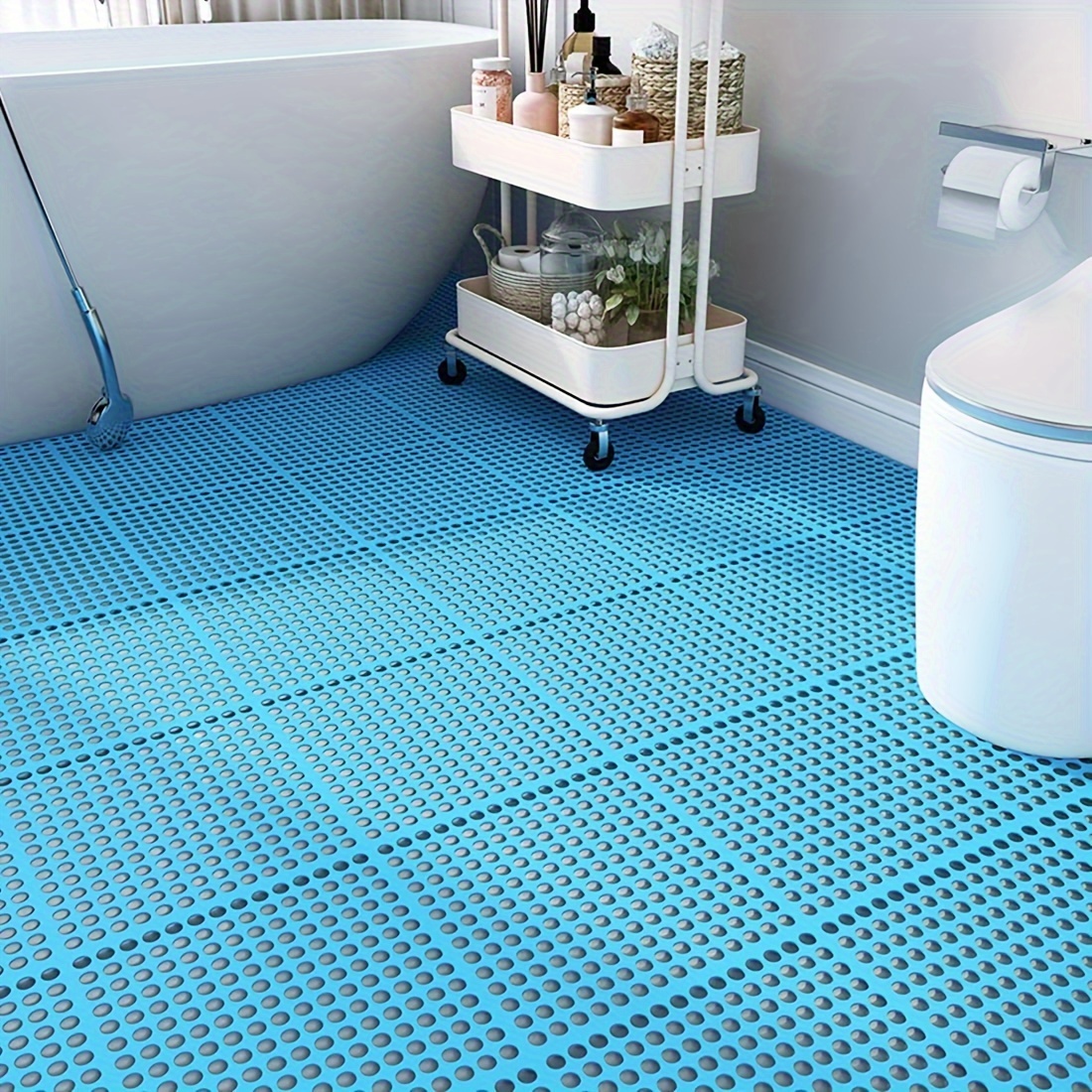 Shower Stall Mat, Waterproof Spliced Bathroom Mats With Drain Holes,  Perfect For Home Bathroom, Bathroom Accessories - Temu