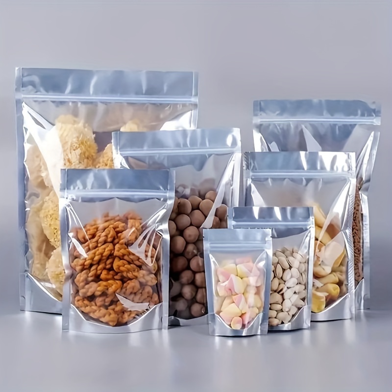 Black Color Zipper Bags Food Storage Pouch With Clear Window Zip Lock Bags  For Food Packaging - Temu