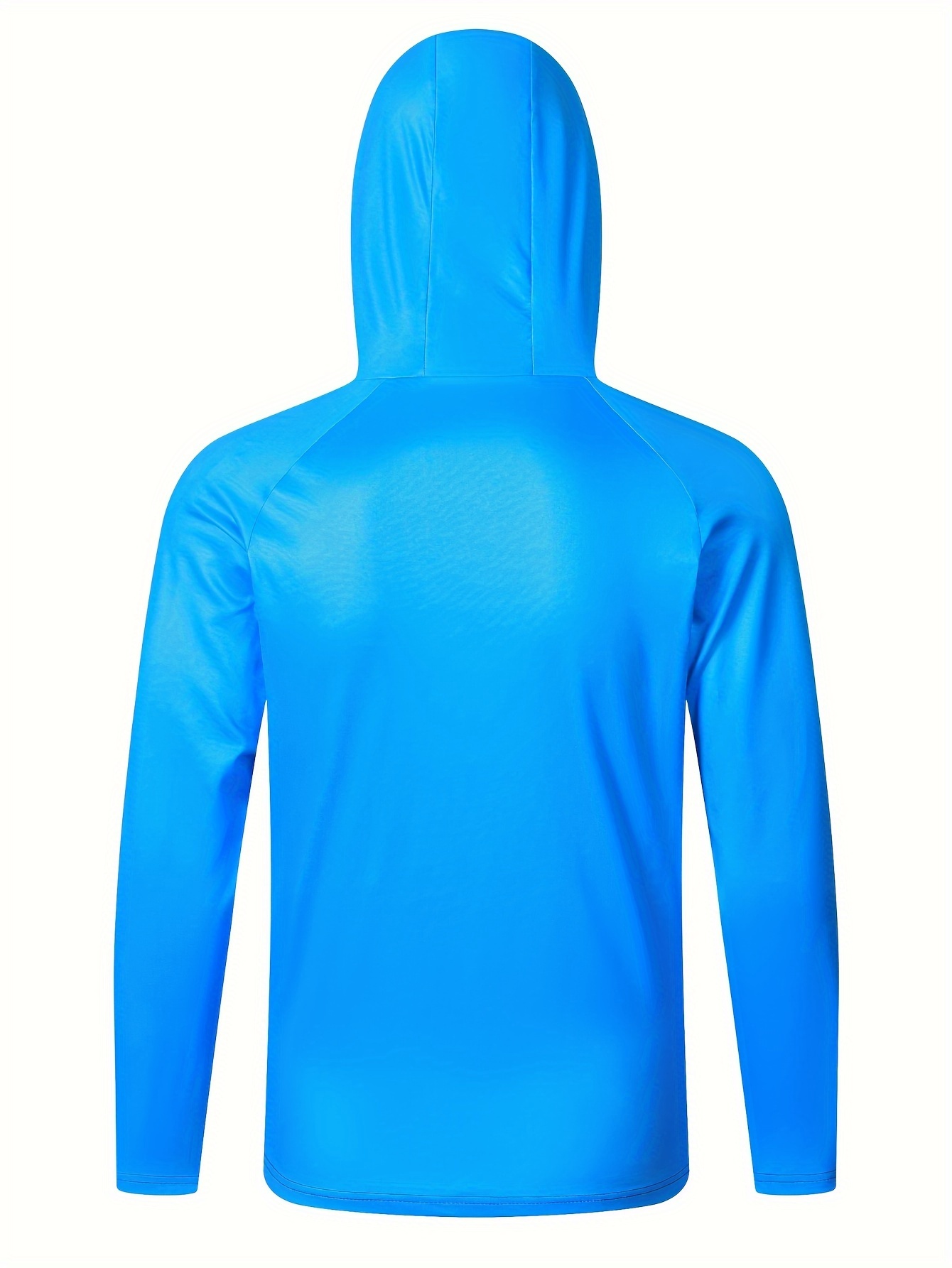 Men's Blue Upf 50+ Sun Protection Hooded Shirt Mask Quick - Temu