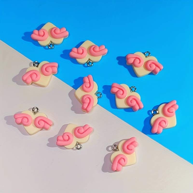 10pcs resin pendants cartoon love small wings charm hole diy Temu