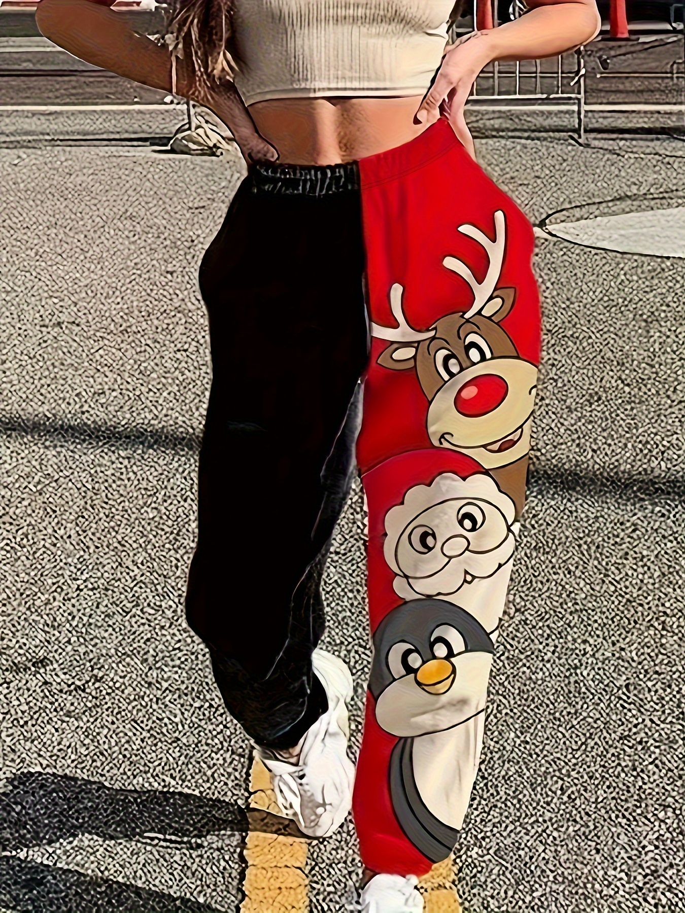 festive womens christmas themed joggers cozy stylish red Temu