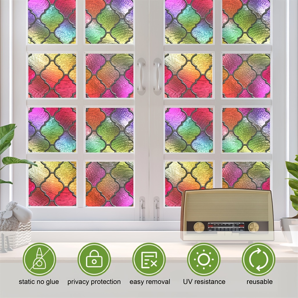 Vinilo decorativo para ventana de privacidad, colores apagados, estilo de  planta, pegatinas estáticas para ventana sin pegamento esmerilado,  cubiertas