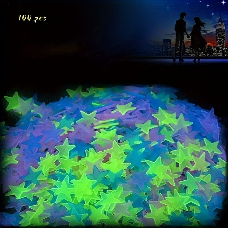100pcs Glow In The Dark Star Stickers Mixed Colors