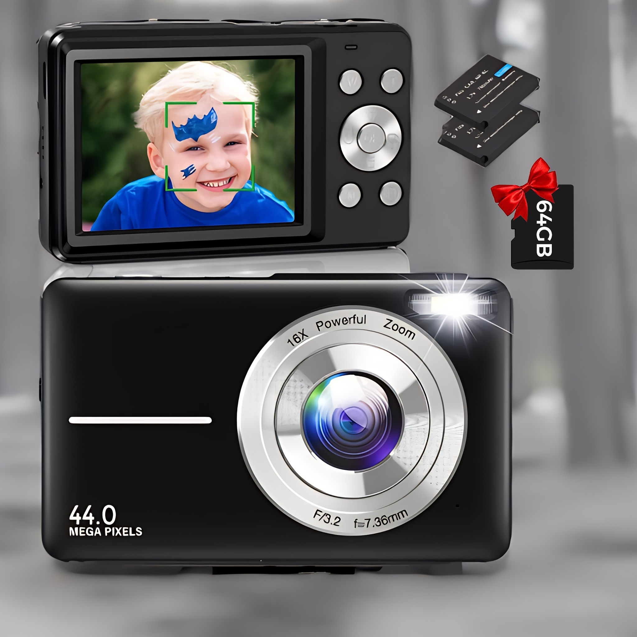 Cámara infantil, cámara digital infantil FHD 1080p, zoom digital 16x con  tarjeta SD de 32 gb, cámara compacta de toma de puntos, pequeña cámara