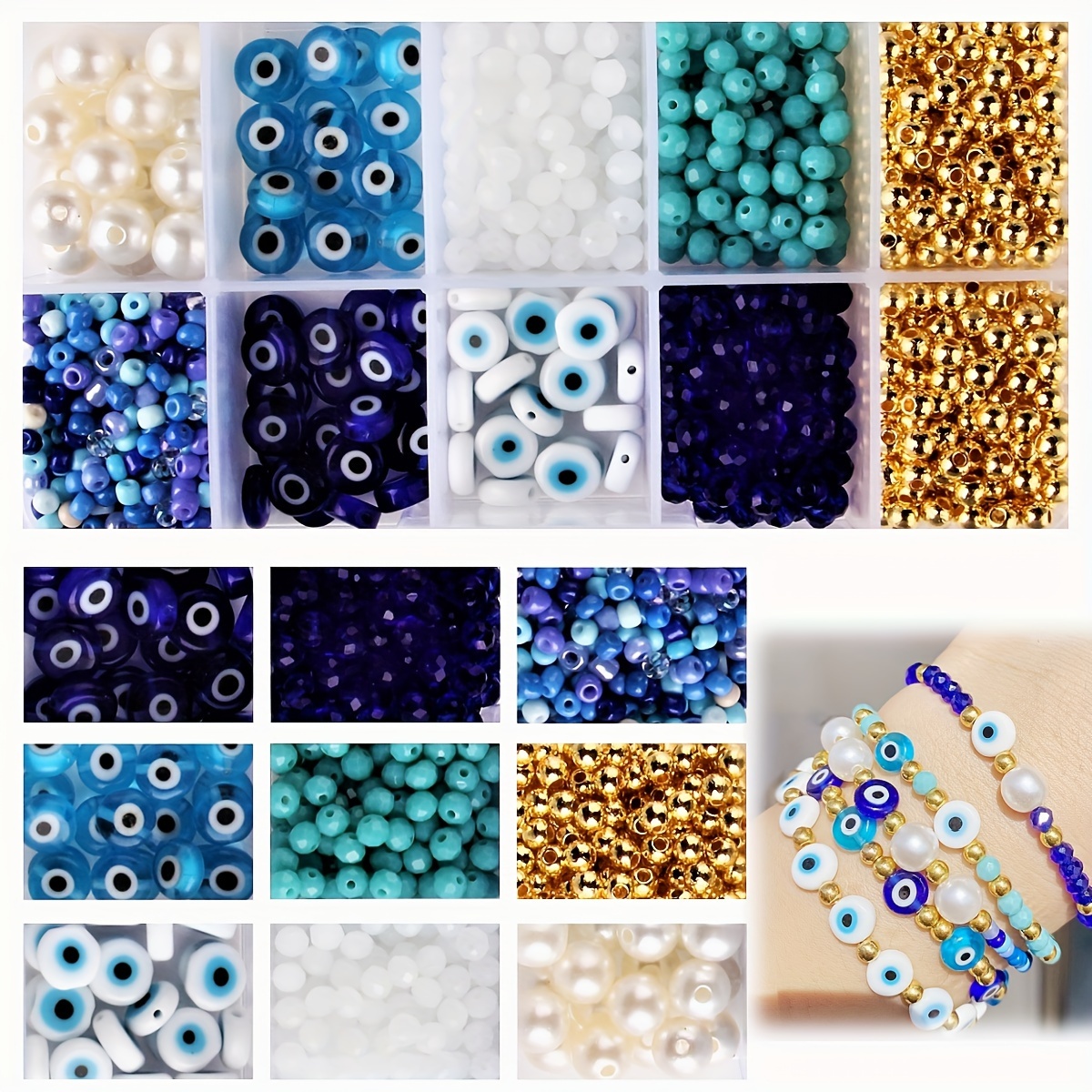

1 Box Evil Eye Pattern Glass Beads For Diy Jewelry Making