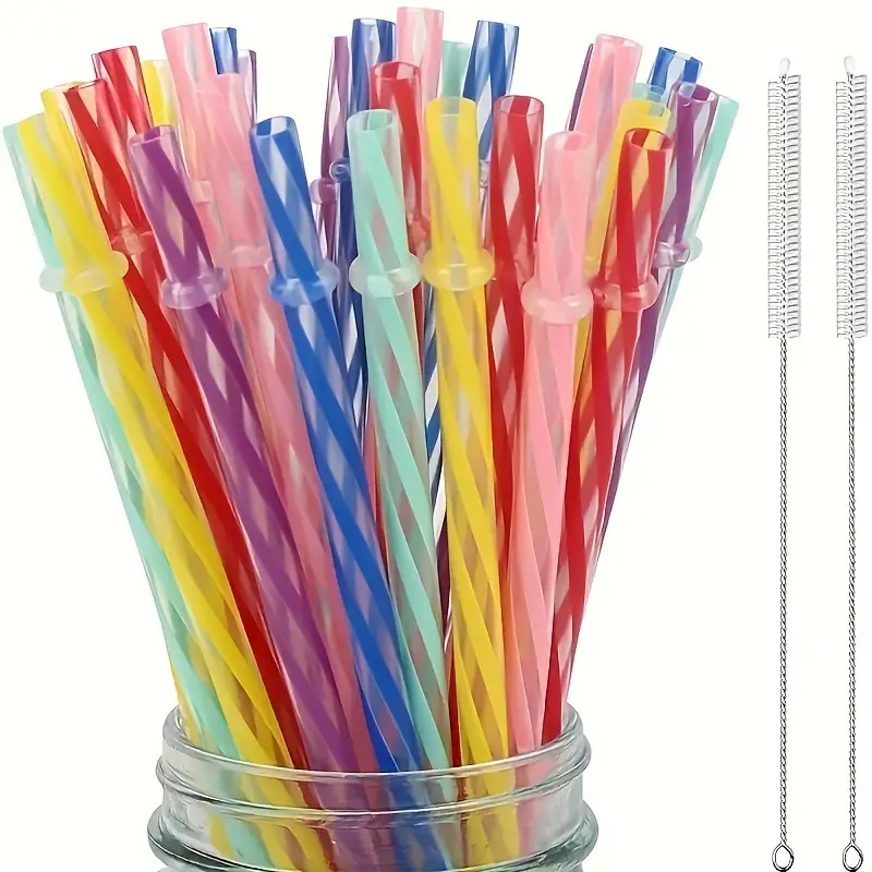 Reusable Plastic Straws Fit Equipped With 2 Cleaning Brushes - Temu