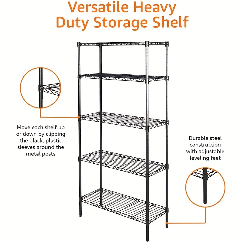 3-Tier Heavy Duty Foldable Metal Rack Storage Shelving Unit with Wheels  Moving Easily Organizer Shelves Great for Garage Kitchen Holds up to 750  lbs
