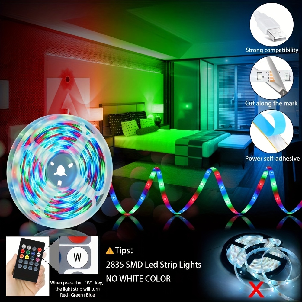 2835 Rgb Led Light Strips, Bedroom Background Decoration Lighting Infrared Remote  Control For Christmas Ribbon Lamp - Temu Belgium