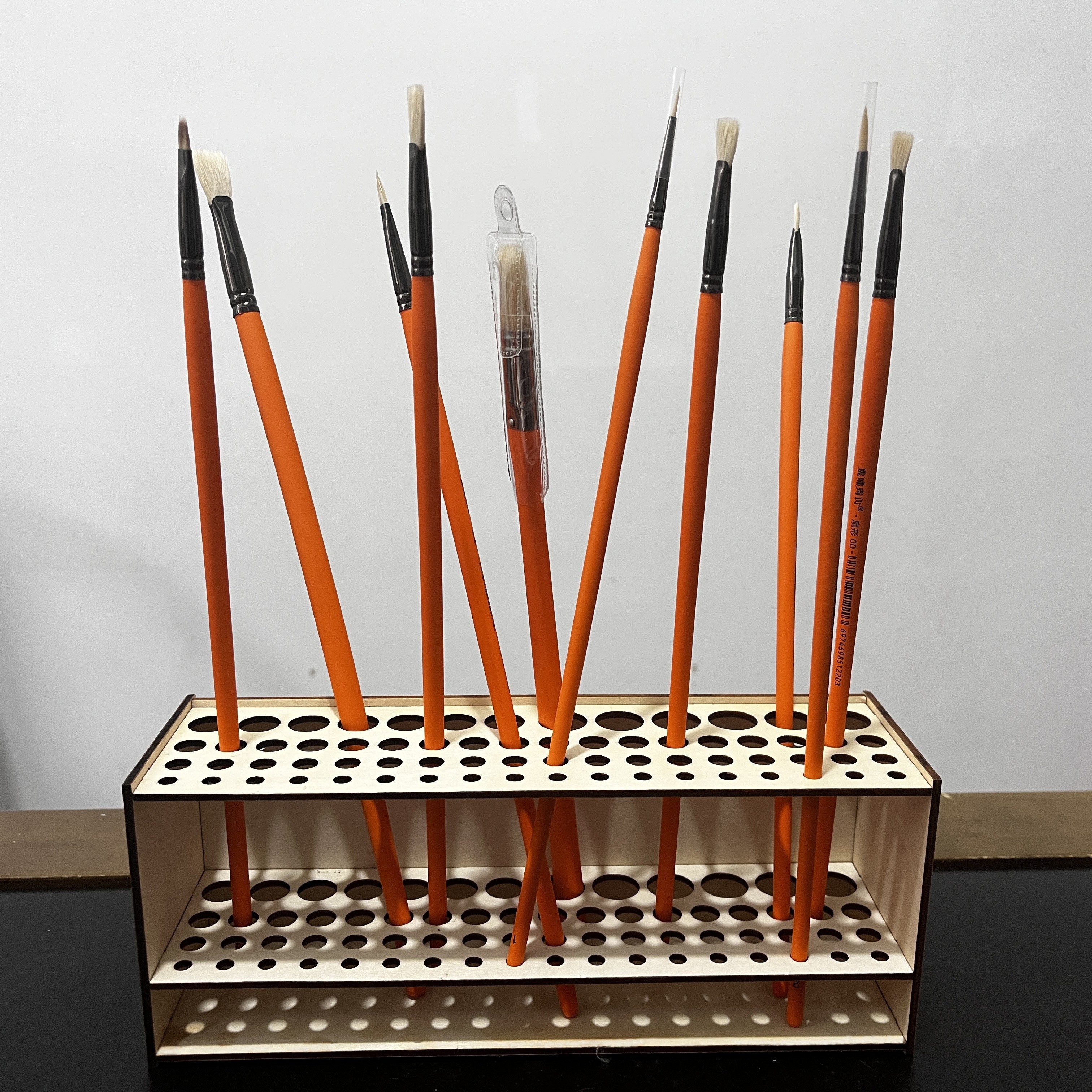 Wooden Paint Brush Holder Holds 105 Brushes Desktop - Temu