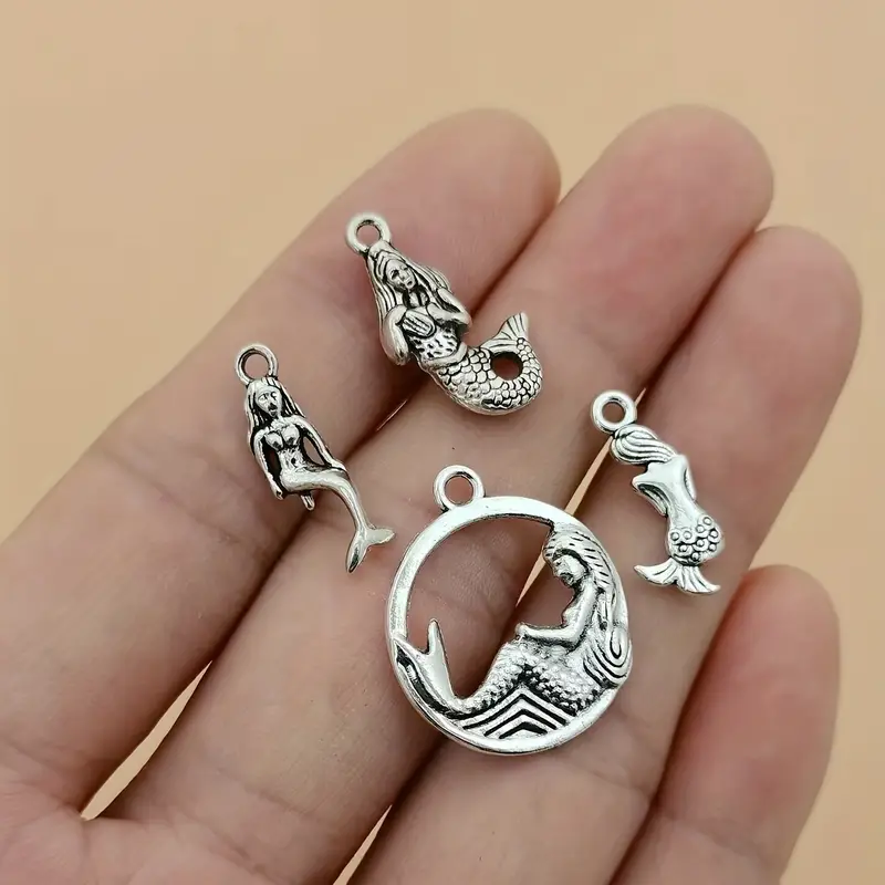 12pcs Mixed Antique Silver Sea Life Charms Marine Style Sea Animal Charms Little Mermaid Charms for DIY Jewelry Making Crafts Supplies Temu