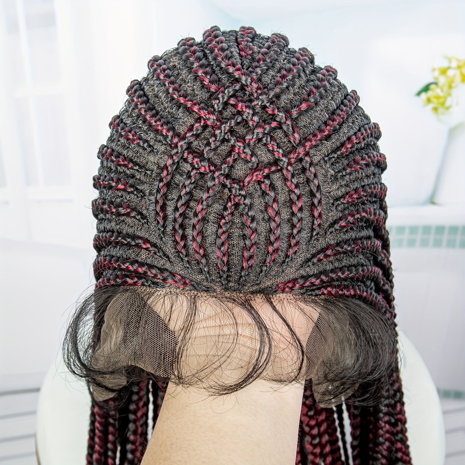 Beaded Frontal Ghana weaving braided wig