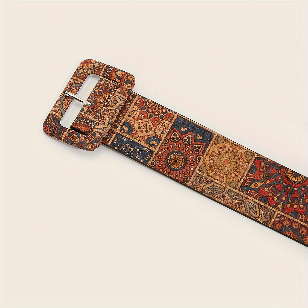 vintage flower printed pu belts western waistband boho pin   jeans pants belt for women details 9