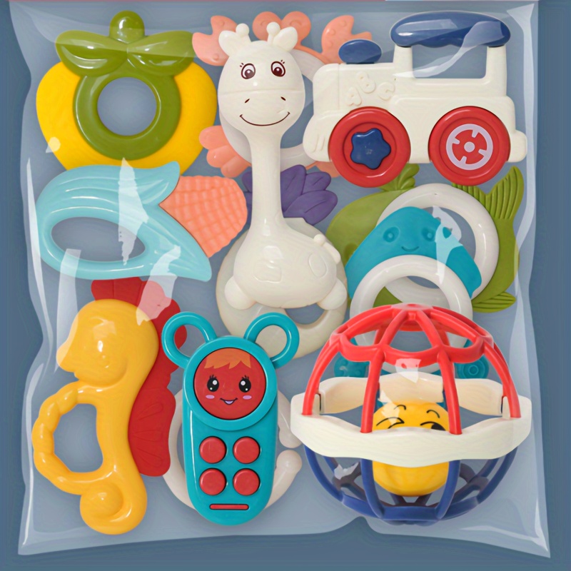 Cute Animal Teether Rattle Soothing Toy Multi piece Set - Temu
