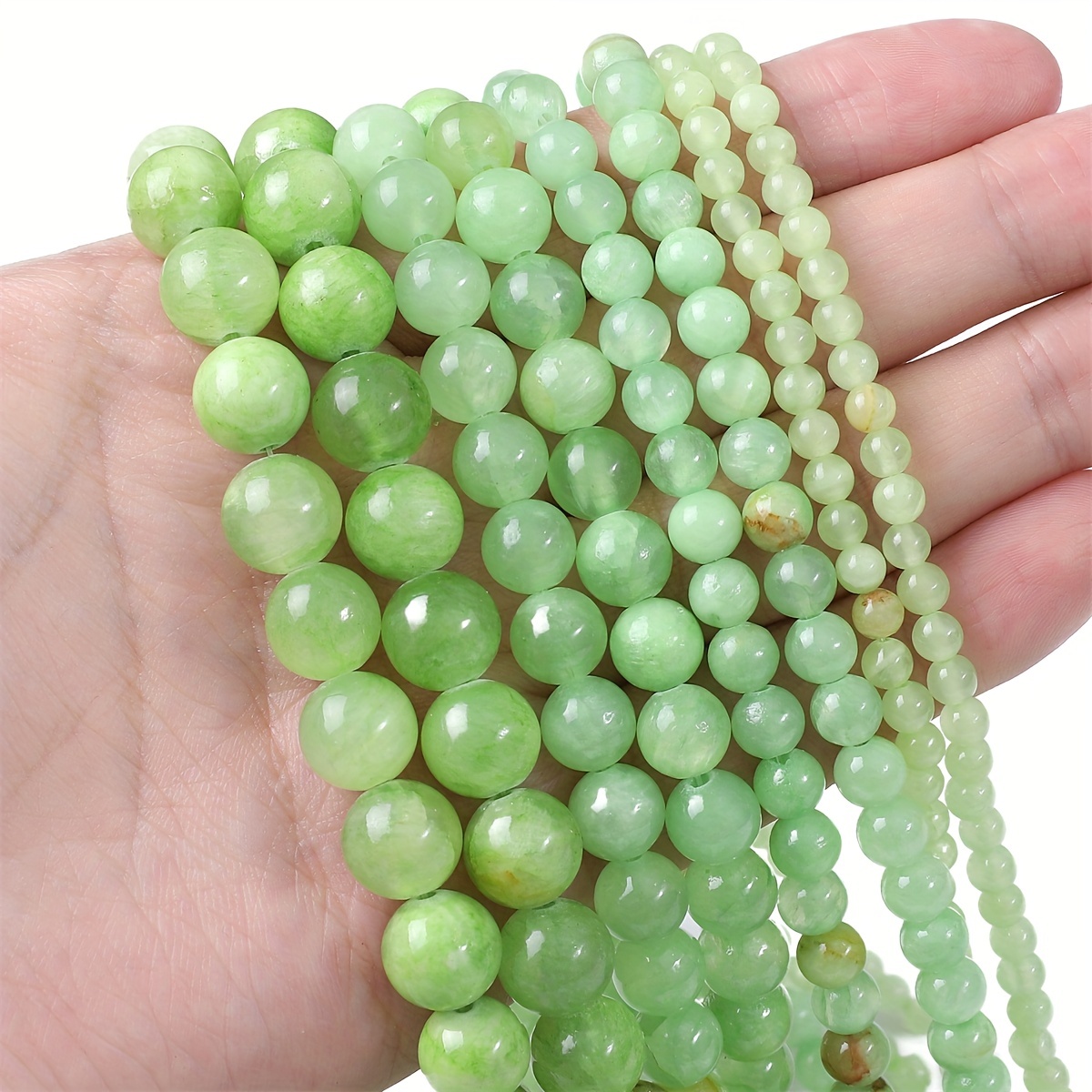 Emerald Jade Color Crystal Jade Round Loose Beads For - Temu